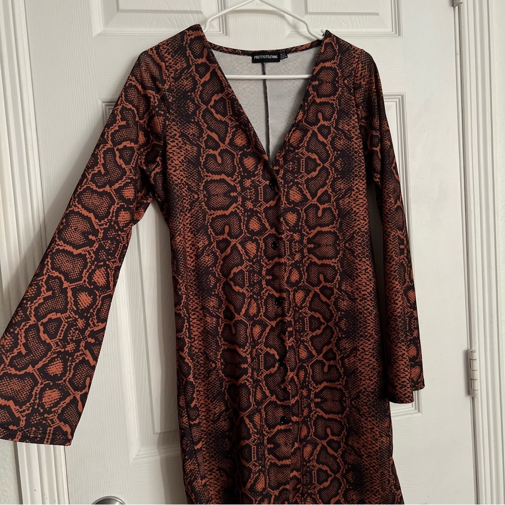 Prettylittlething | Snake Print Button Down Shift… - image 7